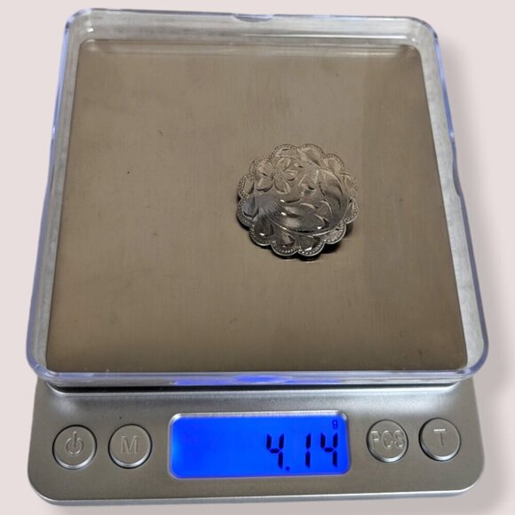 Vintage Ladye Fayre Sterling Etched Brooch - Picture 6 of 6